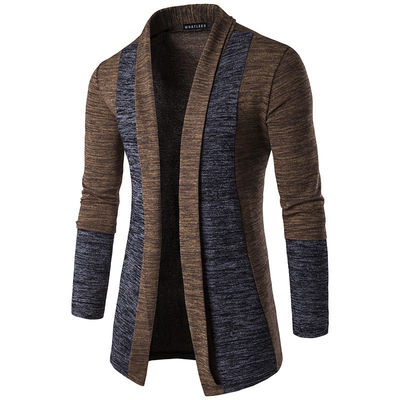 XMAMLON OEM Άνδρες Casual πλέξιμο Cardigan με μακρύ μανίκι με αντίθεση χρώμα ράμματα