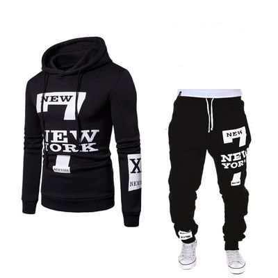 Πλούζερ στερεού τύπου Sweatshirt Sport Fleece Wear Hoodie And Jogger Set για άνδρες