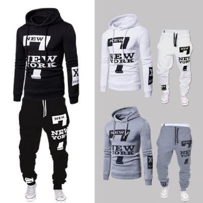 Πλούζερ στερεού τύπου Sweatshirt Sport Fleece Wear Hoodie And Jogger Set για άνδρες