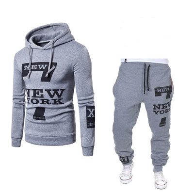 Πλούζερ στερεού τύπου Sweatshirt Sport Fleece Wear Hoodie And Jogger Set για άνδρες