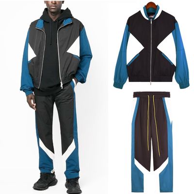 Άνοιξη και φθινόπωρο Πνευστό Polyester Patchwork Streetwear Tracksuit για ανδρικά σετ
