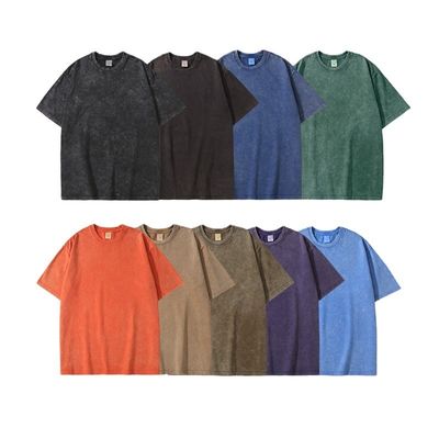 280 γραμμάρια βαρύ Ρετρό Πλυμένο Ασθενές Τ-Shirt με σύντομο μανίκι Άνδρες Χαλαρά βαμβάκι Μισό μανίκι Top