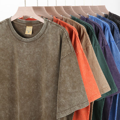 280 γραμμάρια βαρύ Ρετρό Πλυμένο Ασθενές Τ-Shirt με σύντομο μανίκι Άνδρες Χαλαρά βαμβάκι Μισό μανίκι Top