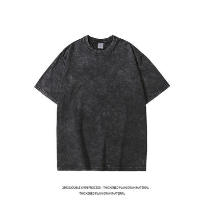 280 γραμμάρια βαρύ Ρετρό Πλυμένο Ασθενές Τ-Shirt με σύντομο μανίκι Άνδρες Χαλαρά βαμβάκι Μισό μανίκι Top