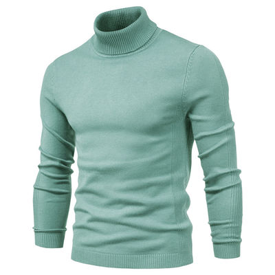 Σκληρό χρώμα ιπποκόσμη / βαμβάκι πουλόβερ Slim Fit Turtle Neck για άνδρες casual wear