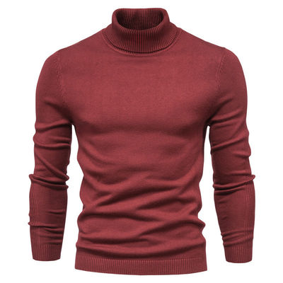 Σκληρό χρώμα ιπποκόσμη / βαμβάκι πουλόβερ Slim Fit Turtle Neck για άνδρες casual wear
