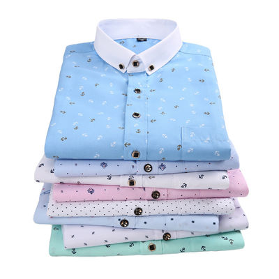Άνδρες Slim Plaid Printed Long-Sleeved Shirt 100% Polyester ύφασμα τύπου και κλείδωμα φερμουάρ