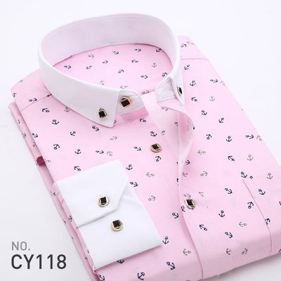 Άνδρες Slim Plaid Printed Long-Sleeved Shirt 100% Polyester ύφασμα τύπου και κλείδωμα φερμουάρ