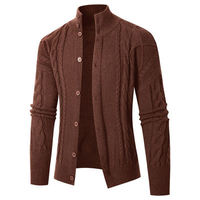 2024 αντρικό στέκεται κολάρο Cardigan πουλόβερ Turtleneck Νεολαία Fastener διακόσμηση πουλόβερ
