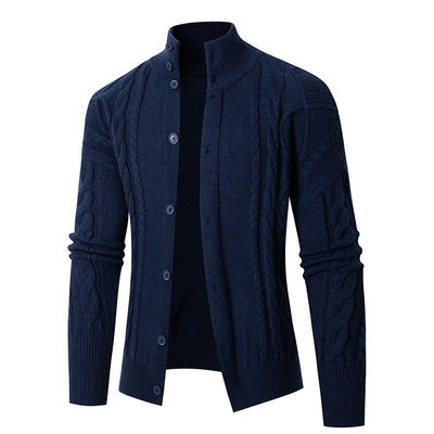 2024 αντρικό στέκεται κολάρο Cardigan πουλόβερ Turtleneck Νεολαία Fastener διακόσμηση πουλόβερ