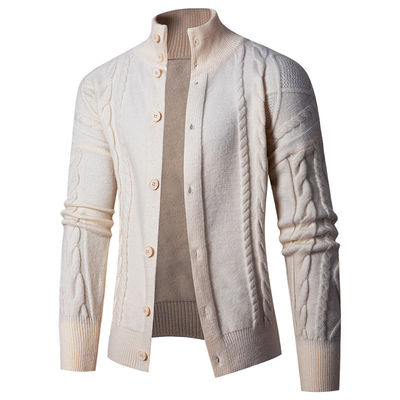 2024 αντρικό στέκεται κολάρο Cardigan πουλόβερ Turtleneck Νεολαία Fastener διακόσμηση πουλόβερ