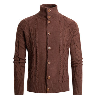 2024 αντρικό στέκεται κολάρο Cardigan πουλόβερ Turtleneck Νεολαία Fastener διακόσμηση πουλόβερ