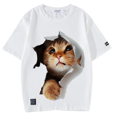 Τ-Shirt ανδρικού τύπου με τυπωμένο σχέδιο και 3D Anime Cat Kitty