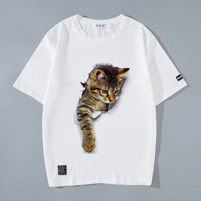 Τ-Shirt ανδρικού τύπου με τυπωμένο σχέδιο και 3D Anime Cat Kitty