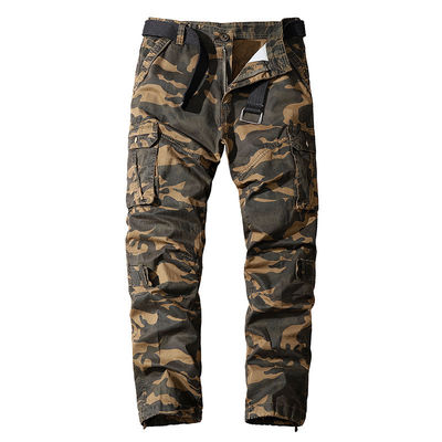 Άνδρες Πολυτσέπη Καμουφλάζ Overalls σε καθαρό βαμβάκι με μέση μέση και ευθεία θέση