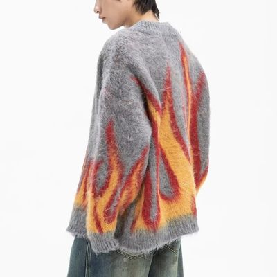 Ηλεκτρονικά πλεκτό χειμερινή φλόγα Jacquard V-κολάκι ανδρικό πουλόβερ για την άνεση