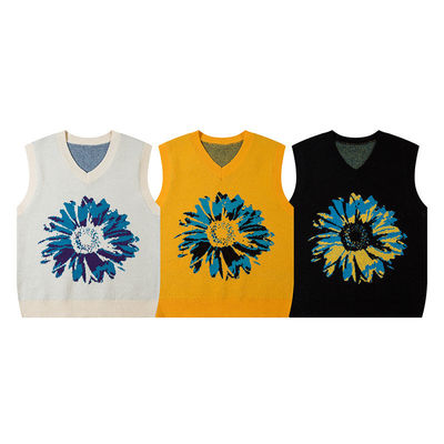Άνδρες Sunflower Custom V-neck πουλόβερ πουλόβερ πλεκτό γιλέκο Jackard jumpers χωρίς μανίκια