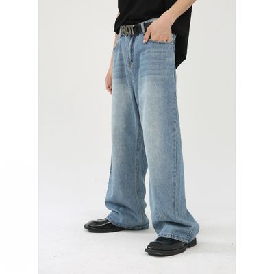 υφασμένο Polyester/Cotton ανδρικά ευθεία μπλε τζιν με ψηφιακή εκτύπωση