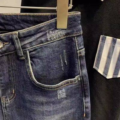 Μεσαία μέση XMAMLON Ανδρικά Hip Hop Streetwear Skinny Ripped Damage Τζιν παντελόνια παντελόνια