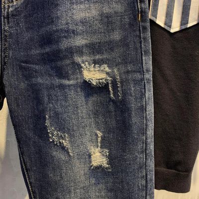 Μεσαία μέση XMAMLON Ανδρικά Hip Hop Streetwear Skinny Ripped Damage Τζιν παντελόνια παντελόνια