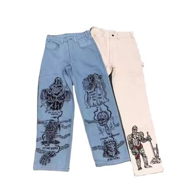 Σχεδιασμός RTS Custom Loose Denim Baggy Jeans για άνδρες και γυναίκες Straight Fit Boyfriend Jeans