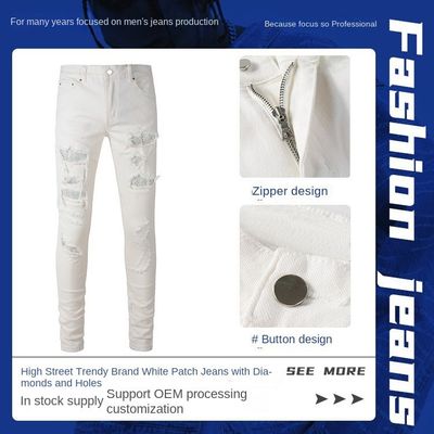 Βαμβακερό τζιν Stretch Skinny βιώσιμη εκτύπωση ανδρικά ευθεία τζιν μολύβι