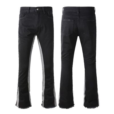Ανδρικά παντελόνια patched stretch denim φλαρτ τζιν με λεπτή φόρμα και φινίρισμα distressed