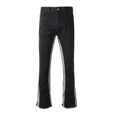 Ανδρικά παντελόνια patched stretch denim φλαρτ τζιν με λεπτή φόρμα και φινίρισμα distressed