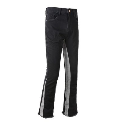 Ανδρικά παντελόνια patched stretch denim φλαρτ τζιν με λεπτή φόρμα και φινίρισμα distressed