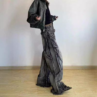 Πολυεστέρα / βαμβάκι πλυμένο Y2K Oversize Wave Design Tie Dye Cargo παντελόνια για άνδρες και γυναίκες