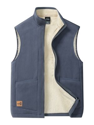 Μεγάλο μέγεθος Άνδρες Casual All-Match Trend Coat Vest με φτερό επένδυση και στέκεται κολάρο