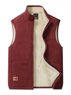 Μεγάλο μέγεθος Άνδρες Casual All-Match Trend Coat Vest με φτερό επένδυση και στέκεται κολάρο