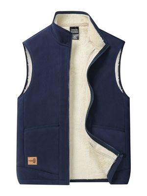 Μεγάλο μέγεθος Άνδρες Casual All-Match Trend Coat Vest με φτερό επένδυση και στέκεται κολάρο