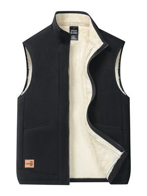 Μεγάλο μέγεθος Άνδρες Casual All-Match Trend Coat Vest με φτερό επένδυση και στέκεται κολάρο