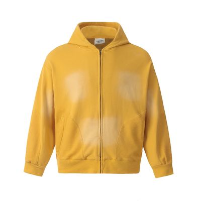 Άνδρες με αναστατωμένο πλύσιμο οξέος Zip Up Hoodie σε προσαρμοσμένο σχεδιασμό βαφής γραβάτας για ρούχα δρόμου