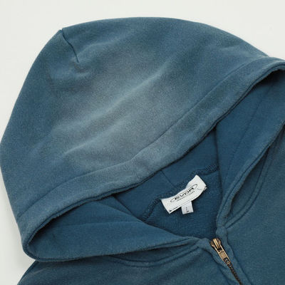 Άνδρες με αναστατωμένο πλύσιμο οξέος Zip Up Hoodie σε προσαρμοσμένο σχεδιασμό βαφής γραβάτας για ρούχα δρόμου