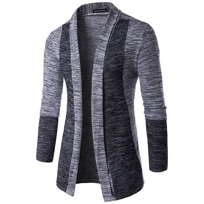 XMAMLON OEM Άνδρες Casual πλέξιμο Cardigan με μακρύ μανίκι με αντίθεση χρώμα ράμματα