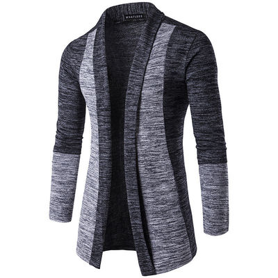 XMAMLON OEM Άνδρες Casual πλέξιμο Cardigan με μακρύ μανίκι με αντίθεση χρώμα ράμματα
