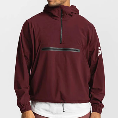 Φθινοπωρινή σεζόν ανδρικά τετράγωνο Zip Windbreaker με Cinching Hood και υδροστερό ύφασμα