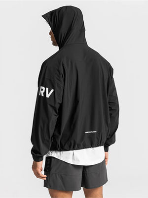Φθινοπωρινή σεζόν ανδρικά τετράγωνο Zip Windbreaker με Cinching Hood και υδροστερό ύφασμα