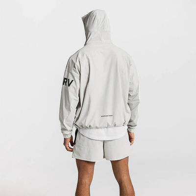 Φθινοπωρινή σεζόν ανδρικά τετράγωνο Zip Windbreaker με Cinching Hood και υδροστερό ύφασμα